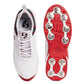 SG Savage Spikes 1.0 Cricket Shoe, White/Red/Grey - Best Price online Prokicksports.com