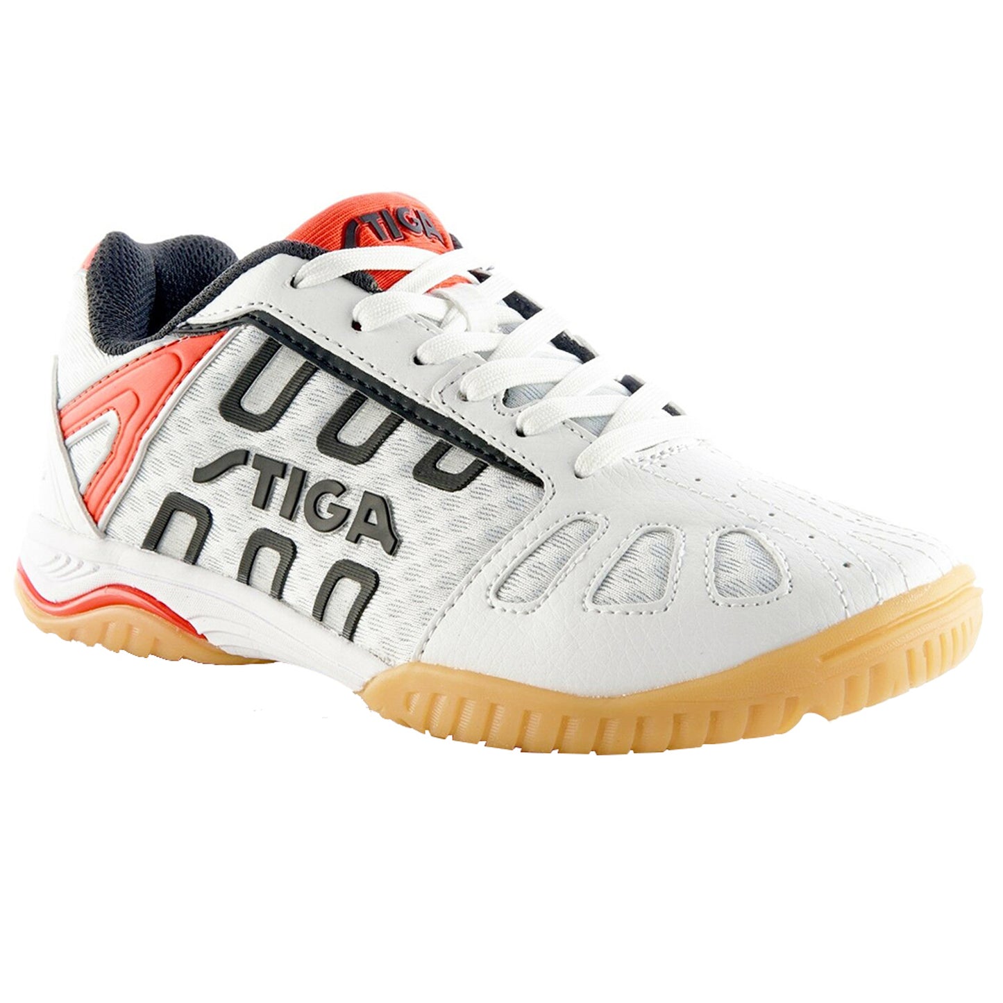 Stiga Liner-II Professional Table Tennis Shoes - White/Red - Best Price online Prokicksports.com