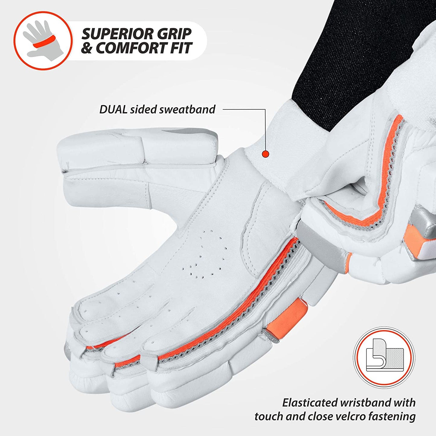 DSC Intense Speed RH Batting Gloves , White - Best Price online Prokicksports.com