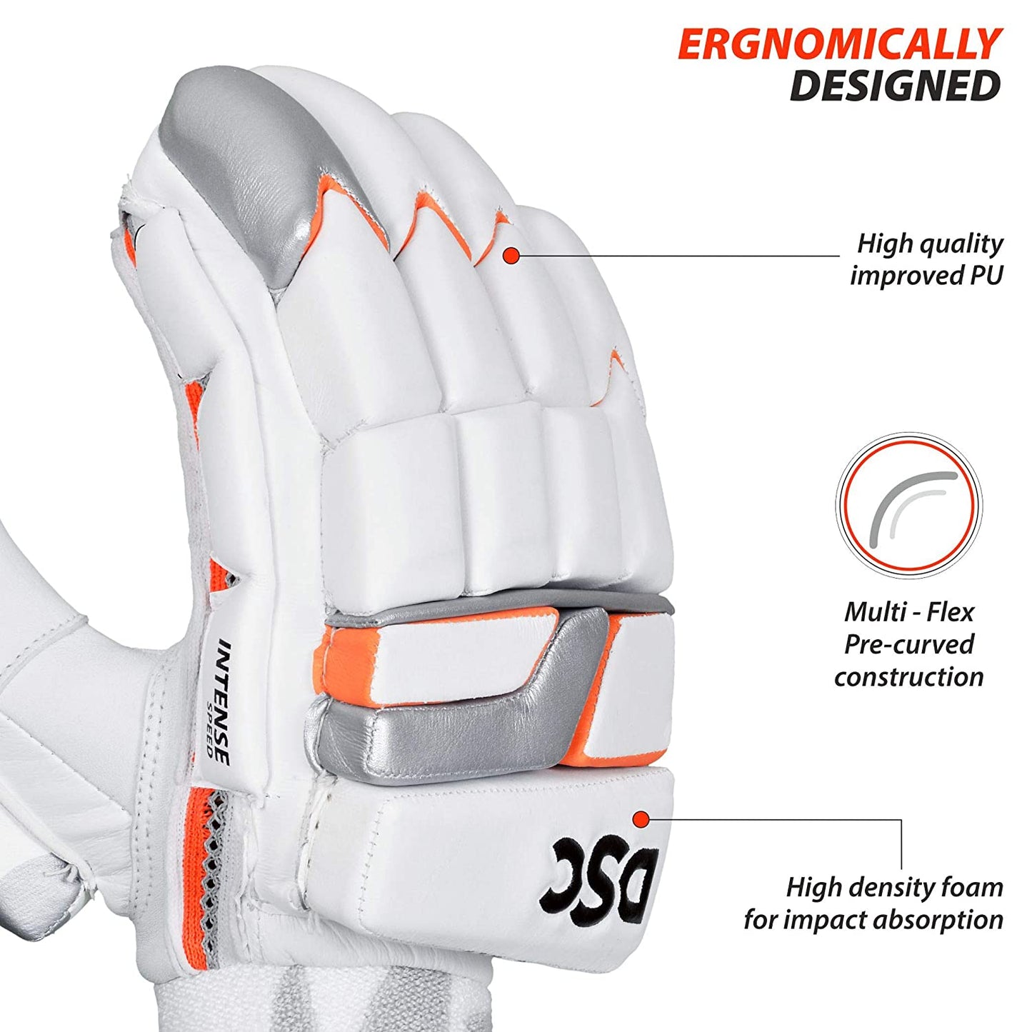 DSC Intense Speed RH Batting Gloves , White - Best Price online Prokicksports.com