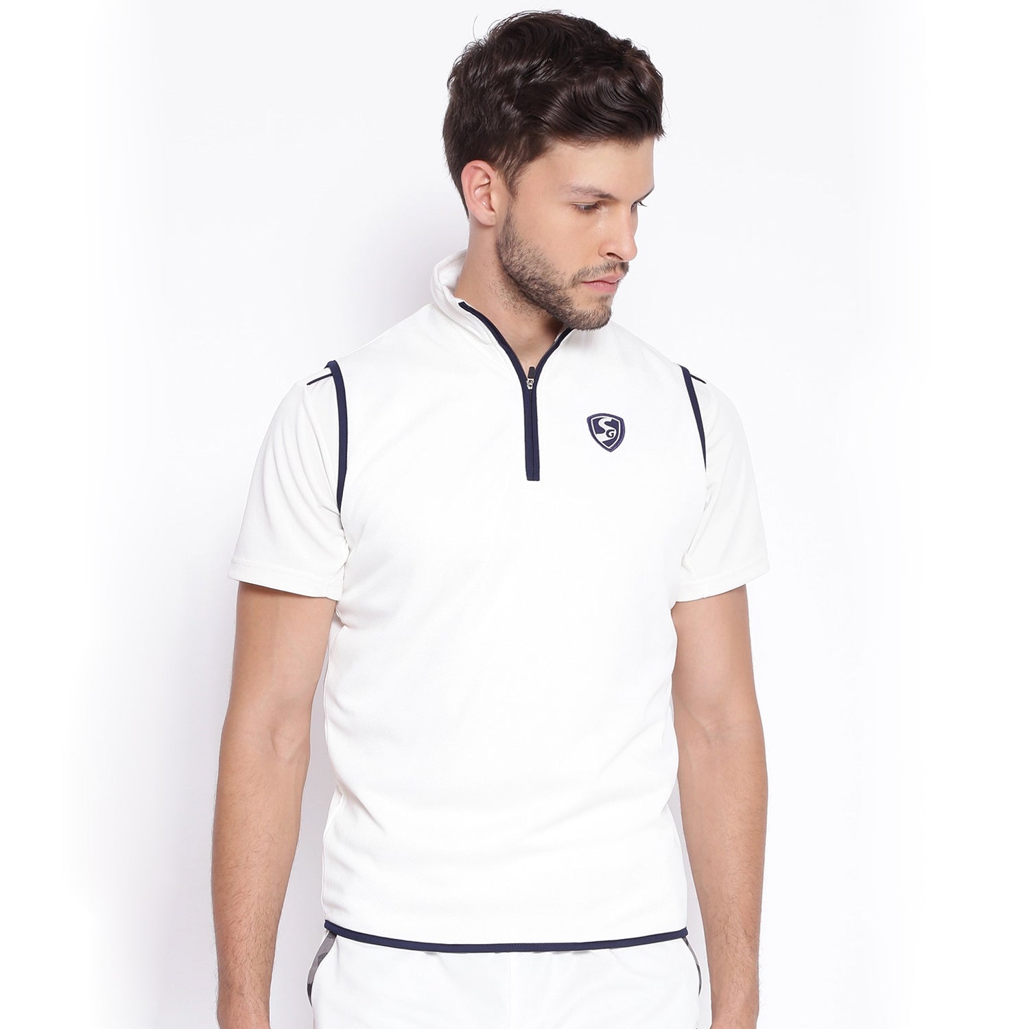 SG Icon Sleeveless Cricket Sweater (White) - Best Price online Prokicksports.com