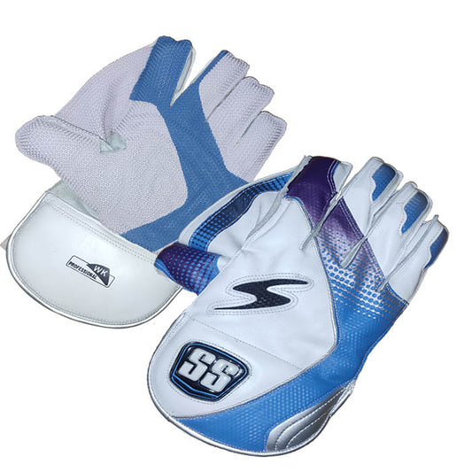 SS Professional Wicket Keeping Gloves , White/Blue - Best Price online Prokicksports.com