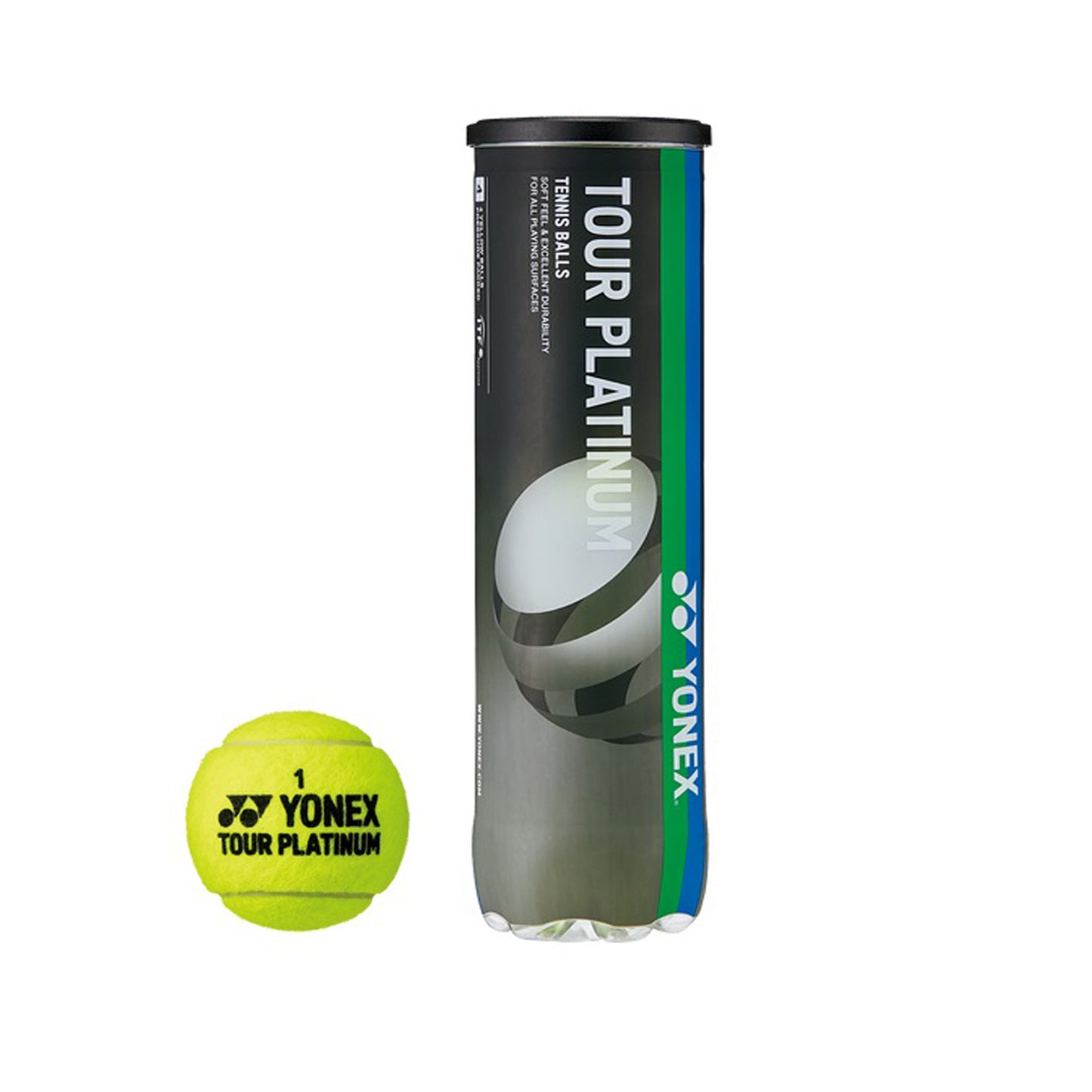 Yonex Tour Platinum (TB-TP4 EX) Tennis Balls, 1 Can - Yellow - Best Price online Prokicksports.com