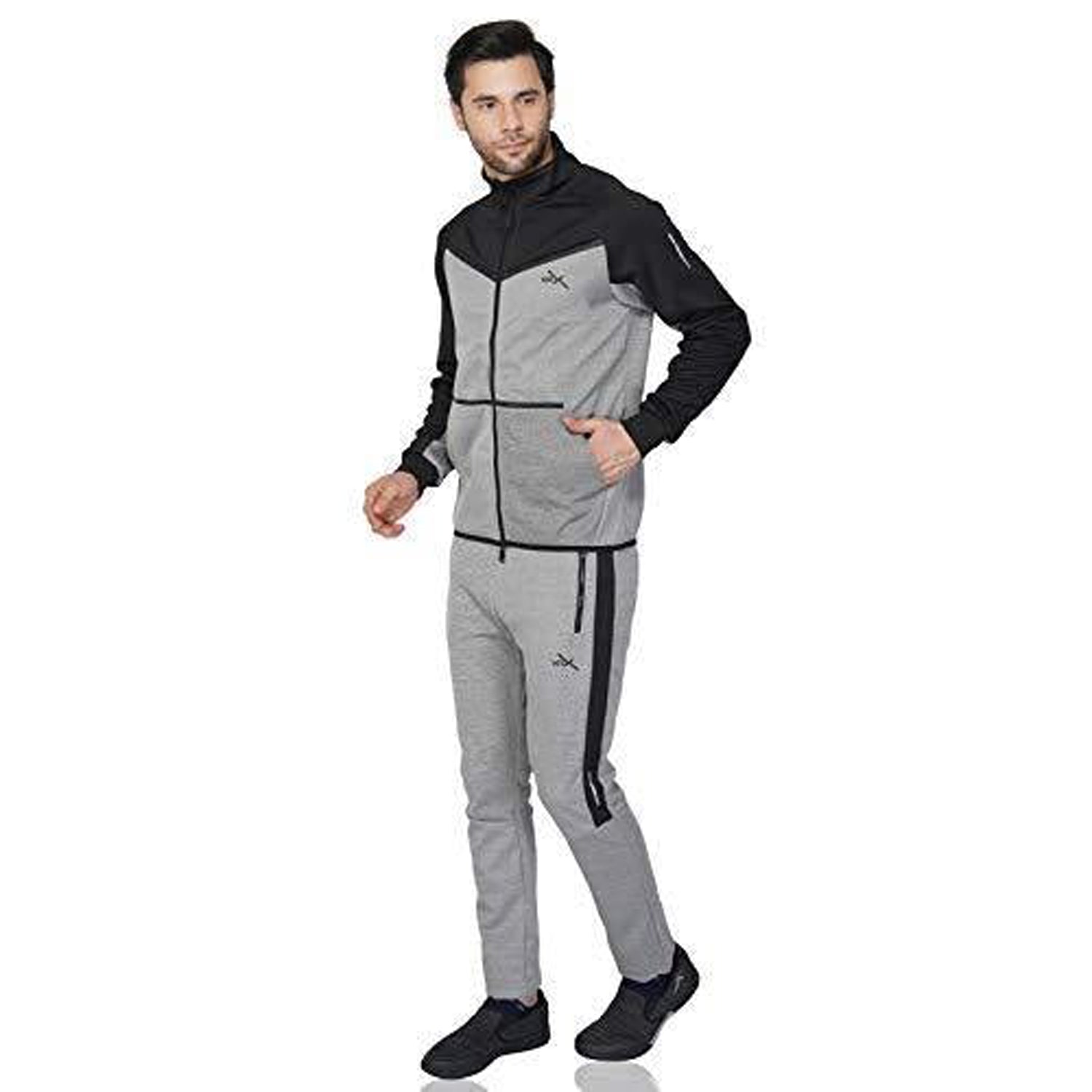 Vector X Black Sterling Mens Lightweight Sports Track Suit Light Grey/Black - Best Price online Prokicksports.com
