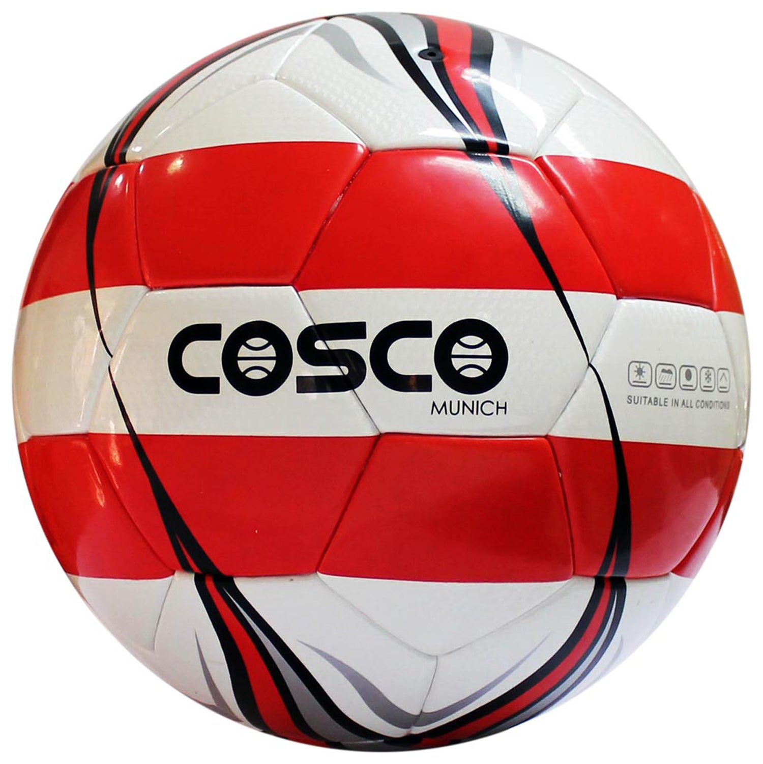 Cosco Munich Football , Black/Red - Size 5 - Best Price online Prokicksports.com