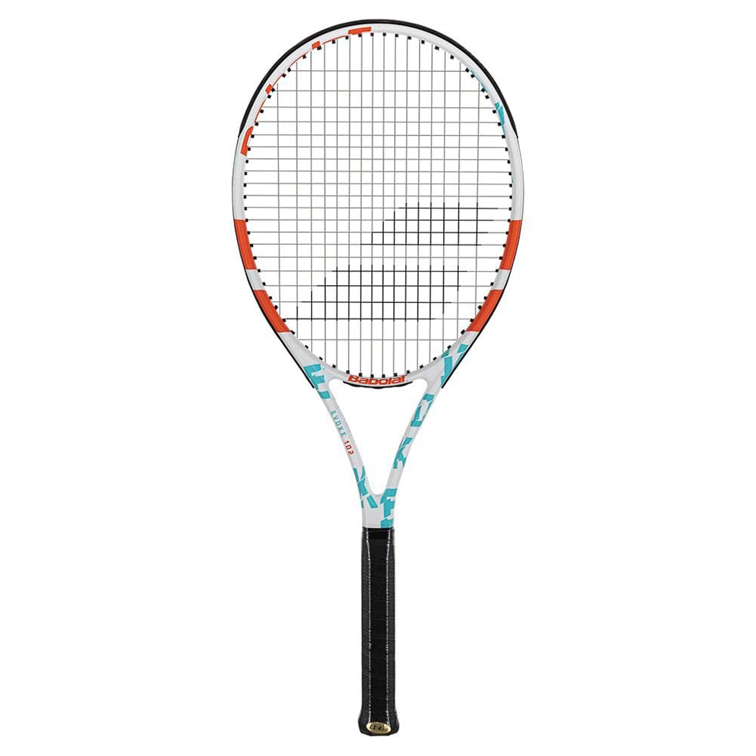 Babolat 1211225 Evoke 102 Strung Tennis Racquet 4 3/8, White/Blue/Orange - Best Price online Prokicksports.com